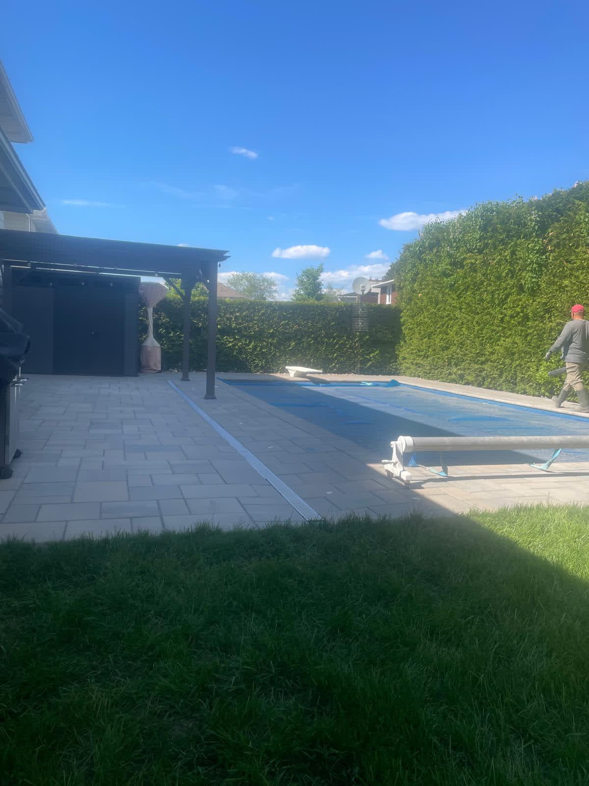 Backyard patio and garden feature