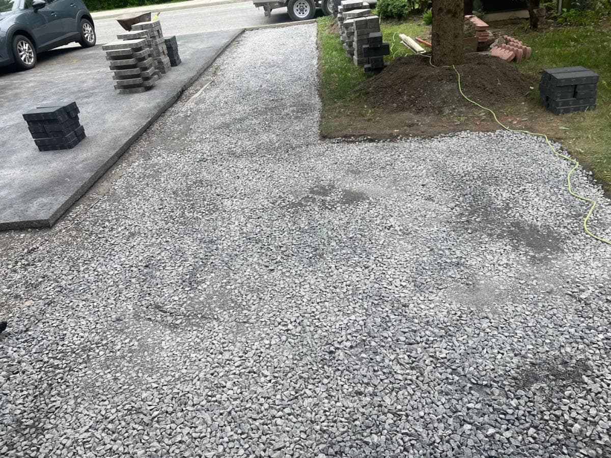 Interlock driveway base preparation and staging